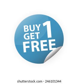 buy1 get1 free sticker vector icon