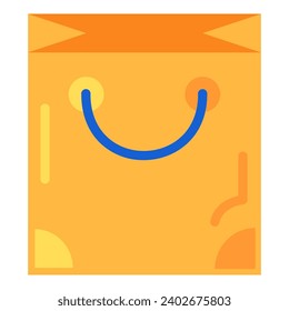 Buyer carton package. Paper bag with handles for goods from store. Carrying and packing purchases from supermarket sale. Simple Flat vector isolated on white background