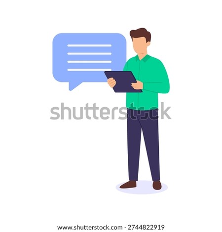 Buyer Communication, coordinating orders and requirements professionally, Flat vector character illustration