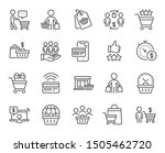 Buyer customer line icons. Contactless payment card, shopping cart and group of people. Store, buyer loyalty card, client ranking set icons. Shopping timer, phone payment, currency. Vector set