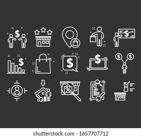 Buyer customer line icons. Outline set of buyer vector icons for web design isolated on white background