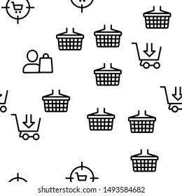Buyer Elements Seamless Pattern Vector Contour Illustrations