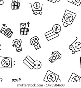 Buyer Elements Seamless Pattern Vector Contour Illustrations