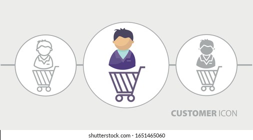 buyer flat icon. customer flat icon.