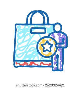 buyer getting bonus bag doodle icon sketch vector. buyer getting bonus bag sign. isolated symbol illustration