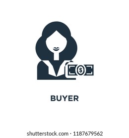 Buyer icon. Black filled vector illustration. Buyer symbol on white background. Can be used in web and mobile.