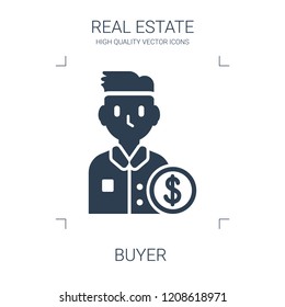 buyer icon. high quality filled buyer icon on white background. from real estate collection flat trendy vector buyer symbol. use for web and mobile