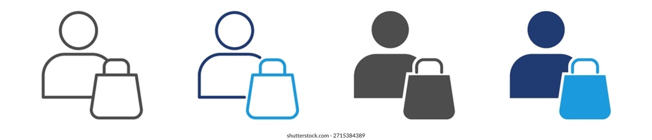 Conjunto de iconos de comprador estilo múltiple
