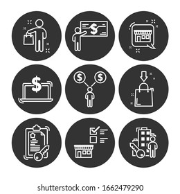 Conjuntos de iconos de comprador. Conjunto de esquema del comprador. Ilustración del vector EPS10