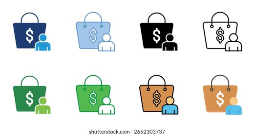 Buyer Icons Set Vector Multiple Style Collection