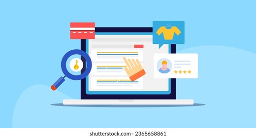 Buyer intent keyword, buyer search team for search marketing campaign, digital advertising, PPC marketing - vector illustration background with icons