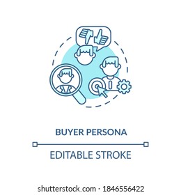 Buyer Persona Concept Icon. Social Network Audience. Target Customer Idea Thin Line Illustration. Customer Base Analysis. Vector Isolated Outline RGB Color Drawing. Editable Stroke