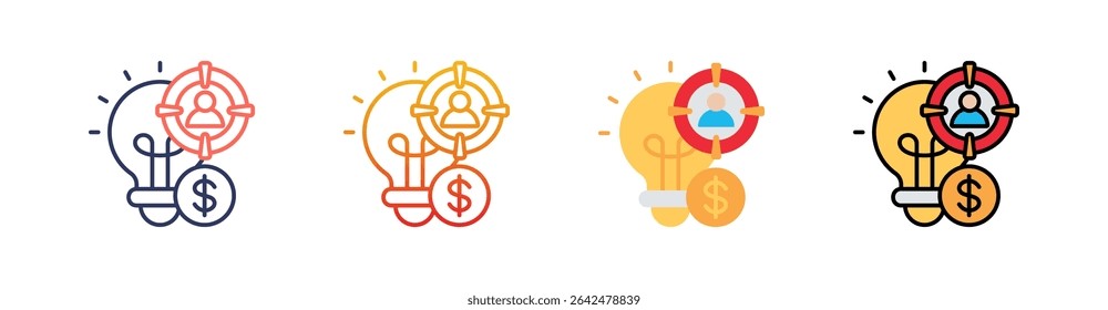 Buyer Persona Multi Style Icon Set Vector