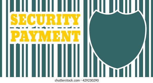 Buyer protection. Internet payments security. Bar code and shield. Vector illustration