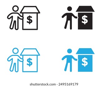 Buyer shopper icon black and white vector outline sign
