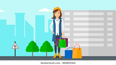 Buyer with shopping bags.