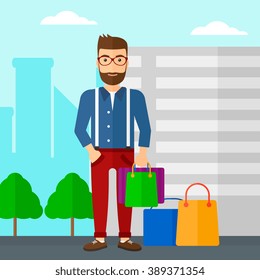 Buyer with shopping bags.