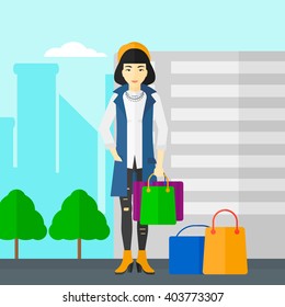 Buyer with shopping bags.