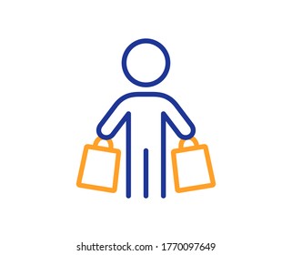 Buyer with shopping bags line icon. Customer sign. Supermarket client symbol. Colorful thin line outline concept. Linear style buyer icon. Editable stroke. Vector