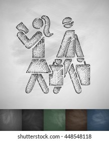 buyers shopping icon. Hand drawn vector illustration