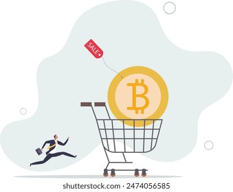 Comprar Bitcoin a la venta cuando el Precio de criptomonedas se estrella para obtener beneficios concept.flat ilustración.