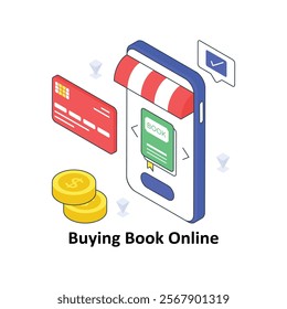 Buying Book Online isometric Colored illustration. EPS File stock illustration