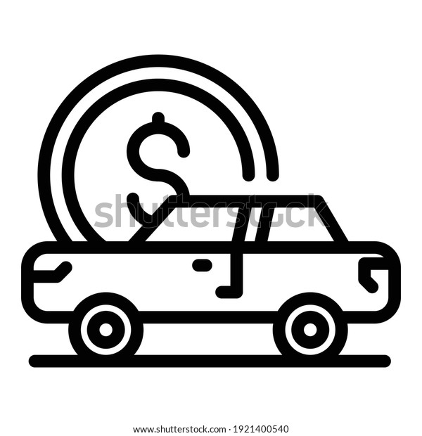 Buying car icon. Outline buying car\
vector icon for web design isolated on white\
background