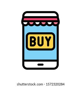 buying card and mobile shop vector with editable stroke