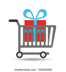 buying cart gift box design vector illustration eps 10
