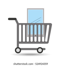buying cart smartphone mobile design vector illustration eps 10