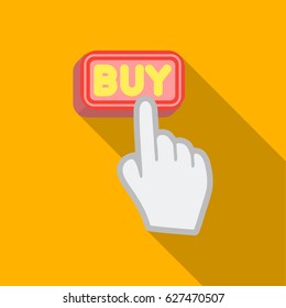 Buying click icon in flat style isolated on white background. E-commerce symbol stock vector illustration.