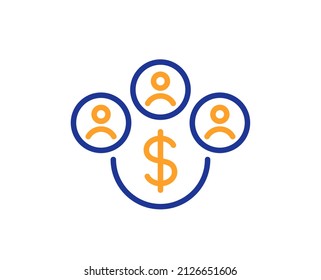 Buying currency line icon. Dollar money sign. Economy trade symbol. Colorful thin line outline concept. Linear style buying currency icon. Editable stroke. Vector