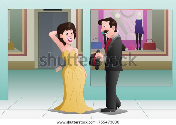 Buying Dress Wife Stock Vector (Royalty Free) 755473030 image