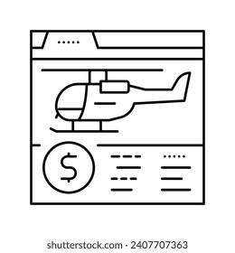buying helicopter online line icon vector. buying helicopter online sign. isolated contour symbol black illustration