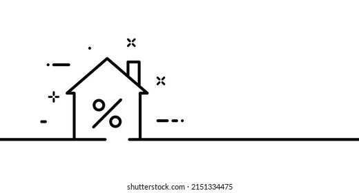 Buying a home line icon. Discount on rent or home purchases. House concept. One line style. Vector line icon for Business and Advertising.