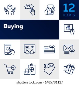 Buying icon set. Gift concept. Vector illustration can be used for topics like shopping, buying, gift card