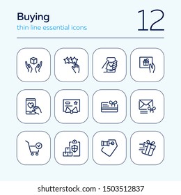 Buying icon set. Gift concept. Vector illustration can be used for topics like shopping, buying, gift card