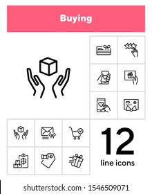 Buying icon set. Gift concept. Vector illustration can be used for topics like shopping, buying, gift card