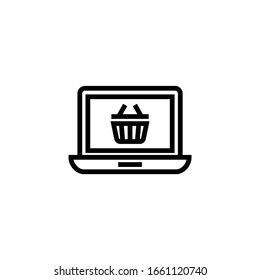 Buying icon vector in linear, outline icon isolated on white background