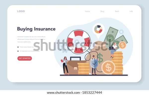 Buying\
insurance web banner or landing page. Idea of security and\
protection of property and life from damage. Healthcare and medical\
service. Isolated flat vector\
illustration