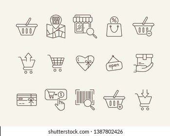 Buying line icon set. Purchase, cart, store. Online shopping. concept. Can be used for topics like service, supermarket, sale