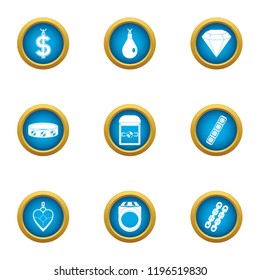 Buying love icons set. Flat set of 9 buying love vector icons for web isolated on white background