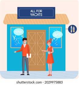 Buying motorboat, boat selling, all for yachts shop. Transport advertising company e-commerce. Getting spare parts for personal sea ships. Seller and buyer in yacht salon, service of water vehicles