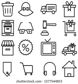 Buying online line icon set Packet, online, mobile app. Shopping concept. Vector can be used for topics like buying, shopping, supermarket - Vector