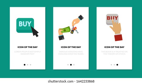 Buying online thin flat icon set. Click, exchange, transaction isolated vector sign pack. Shopping and technology concept. Vector illustration symbol elements for web design and apps