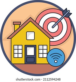 Buying Own Home Aim Vector Icon Design, urban and suburban house Symbol, Real Estate and Property Sign, Apartment and Mortgage Stock illustration, Finding Your Real Estate Target Market Concept, 