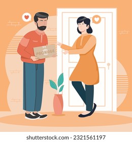 buying packages from online shop  illustration