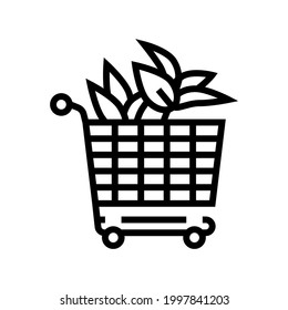 buying plant in floral store line icon vector. buying plant in floral store sign. isolated contour symbol black illustration