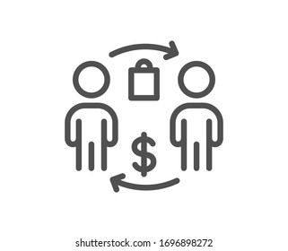 Buying process line icon. Shopping bag sign. Supermarket purchases symbol. Quality design element. Editable stroke. Linear style buying process icon. Vector