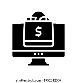 buying products basket of online shop glyph icon vector. buying products basket of online shop sign. isolated contour symbol black illustration
